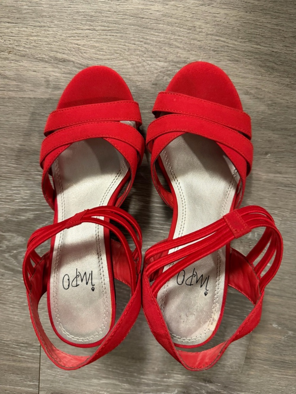 Impo Red Strappy Block Heel Sandals